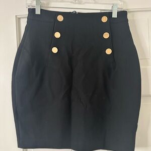 H&M Black Pencil Skirt with Gold Buttons